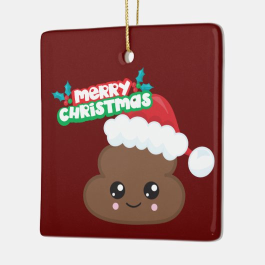 Santa Claus Poop Emoji kerstversiering Keramisch Ornament (Links)