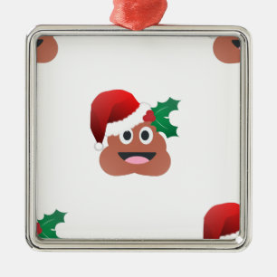 santa claus poop emoji metalen ornament