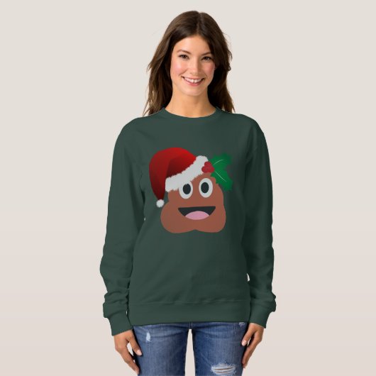 santa claus poop emoji womens sweatshirt (Voorkant volledig)