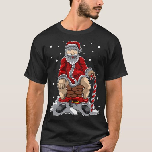 Santa Claus Poops In The Chimney  Christmas Retali T-shirt (Voorkant)