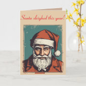 Santa Claus Portrait Pulp Culture Art Kaart (Gele Bloem)