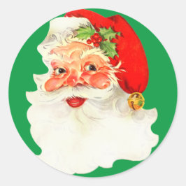 Santa Claus  Portret Holly Pet Ronde Sticker