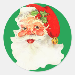 Santa Claus  Portret Holly Pet Ronde Sticker