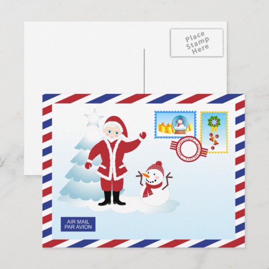 Santa Claus-postenvelop Feestdagenkaart (Voorkant / Achterkant)