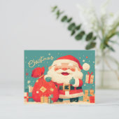 Santa Claus Preparing Christmas Gifts Feestdagenkaart (Staand voorkant)