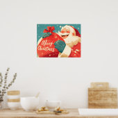 Santa Claus Preparing Christmas Gifts Poster (Keuken)