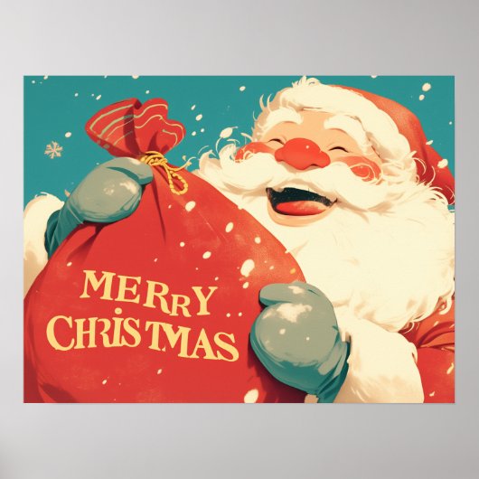 Santa Claus Preparing Christmas Gifts - Retro Art Poster (Voorkant)