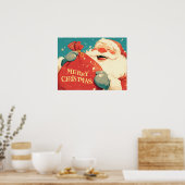Santa Claus Preparing Christmas Gifts - Retro Art Poster (Keuken)