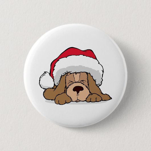 Santa Claus Puppy Ronde Button 5,7 Cm (Voorkant)
