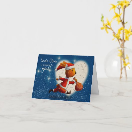 Santa Claus Rabbit is running to you Kaart (Gele Bloem)