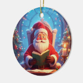 Santa Claus Reading a Book by Candlelight Keramisch Ornament (Links)