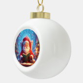 Santa Claus Reading a Book by Candlelight Keramische Bal Ornament (Rechts)