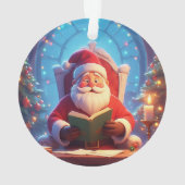Santa Claus Reading a Book by Candlelight Ornament (achterkant)