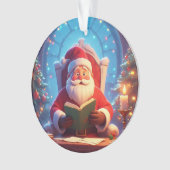 Santa Claus Reading a Book by Candlelight Ornament (voorkant)