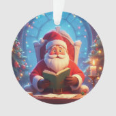 Santa Claus Reading a Book by Candlelight Ornament (voorkant)