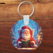 Santa Claus Reading a Book by Candlelight Sleutelhanger (Voorkant)