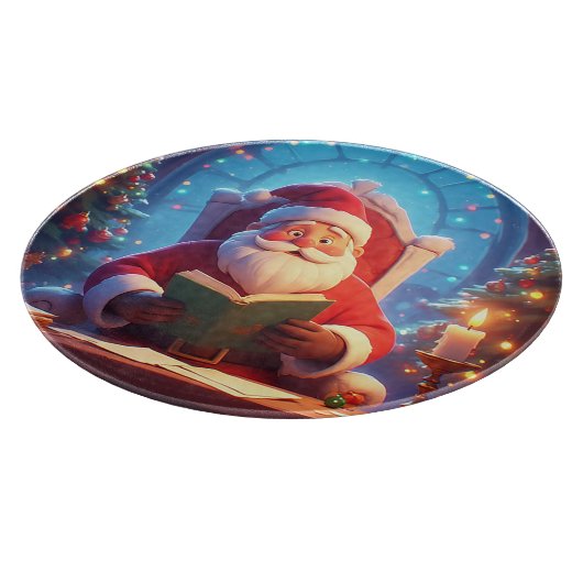 Santa Claus Reading a Book by Candlelight Snijplank (Hoek)