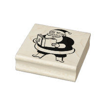 Santa Claus Reading Rubber Stamp
