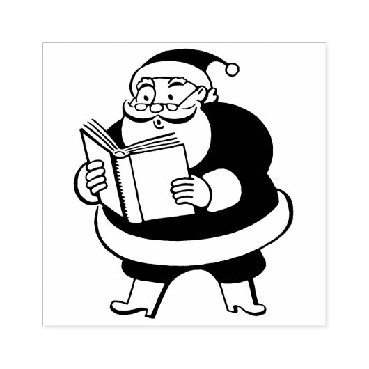 Santa Claus Reading Rubber Stamp Rubberstempel (Afrduk)
