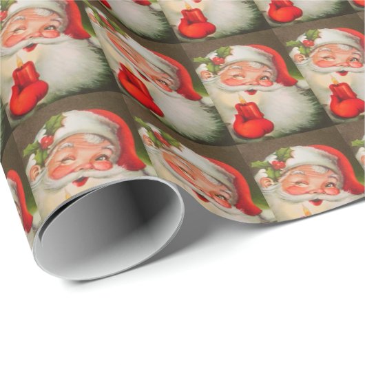  Santa Claus Red Candle Cadeaupapier (Rol Hoek)
