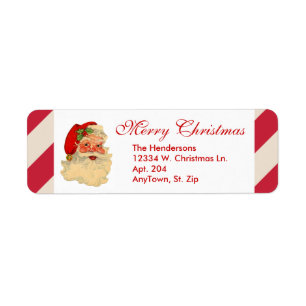 Santa Claus Red Candy Cane Stripe Custom Kerstmis Etiket