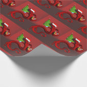 Santa Claus Red Dragon Tiled Pattern Cadeaupapier (Hoek)