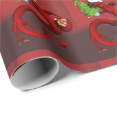 Santa Claus Red Dragon Tiled Pattern Cadeaupapier (Rol Hoek)