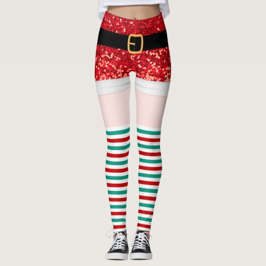 Santa Claus red glitter Leggings (Voorkant)