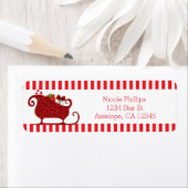 Santa Claus Red Glitter Sleigh Adresetiketten Etiket (Insitu)