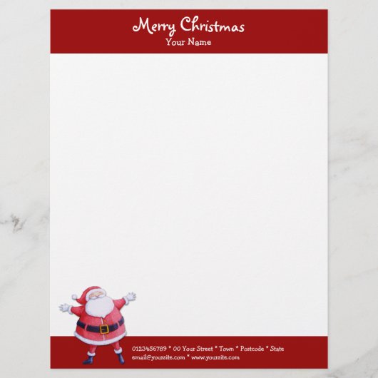 Santa Claus red Kerstmis Letterhead Gepersonaliseerd Briefhoofd (Voorkant)