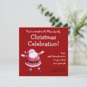 Santa Claus red kerstparty uitnodiging (Staand voorkant)
