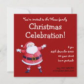 Santa Claus red kerstparty uitnodiging (Voorkant)