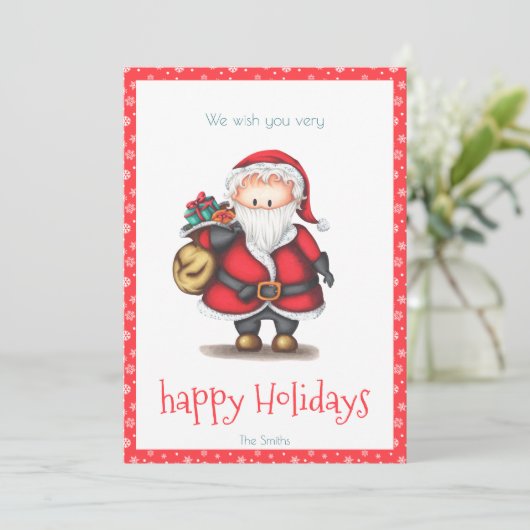 Santa Claus Red Persoonlijke kerstKaart (Staand voorkant)