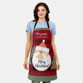 Santa Claus Red Striped Add Name Merry Kerstry Schort (Gedragen)