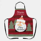 Santa Claus Red Striped Add Name Merry Kerstry Schort (Voorkant)
