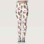 Santa Claus Red Suit Rendier Christmas Pattern Leggings (Voorkant)