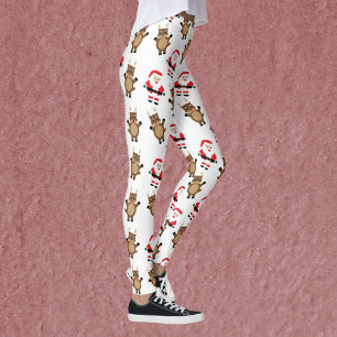Santa Claus Red Suit Rendier Christmas Pattern Leggings