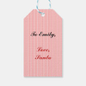  Santa Claus Red White Stripe Gift Labels Cadeaulabel (Achterkant)