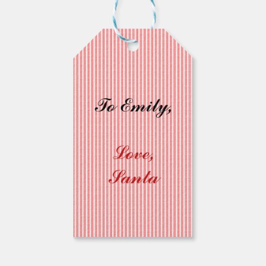  Santa Claus Red White Stripe Gift Labels Cadeaulabel (Achterkant)