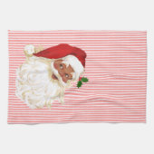 Santa Claus Red & White Stripe Kitchen Tow Theedoek (Horizontaal)