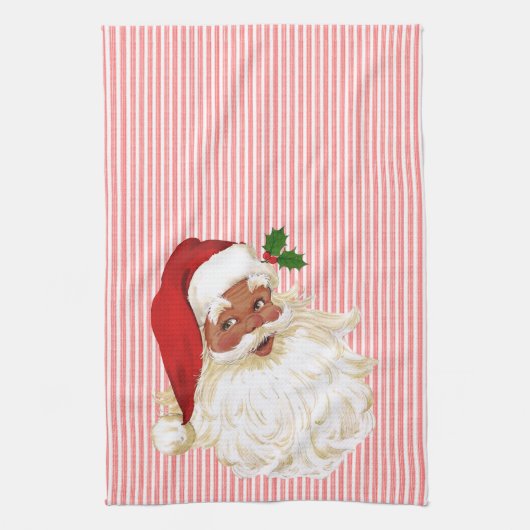 Santa Claus Red & White Stripe Kitchen Tow Theedoek (Verticaal)