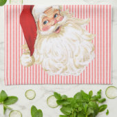 Santa Claus Red & White Stripe Theedoek (Gevouwen)