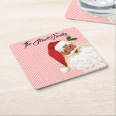 Santa Claus Red White Stripe Vierkant Papier Onder Kartonnen Onderzetters (Schuin)