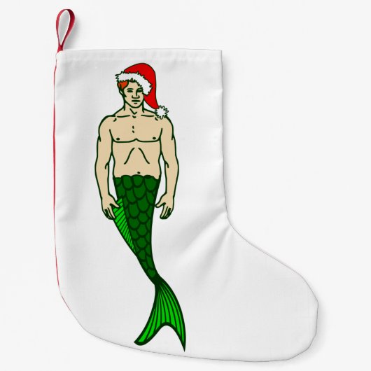 santa claus redhead merman kerstmaid kleine kerstsok (Voorkant)