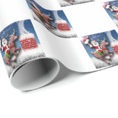 Santa Claus Reindeer Chimney kerstavond feestdag Cadeaupapier (Rol Hoek)