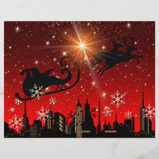 Santa Claus Reindeer en Sleigh Flying Flyer (Voorkant)