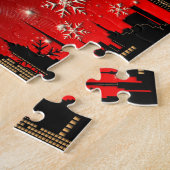 Santa Claus Reindeer en Sleigh Flying Legpuzzel (Zijkant)