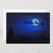 Santa Claus Reindeer en Sleigh over Moon Feestdagenkaart (Voorkant / Achterkant)