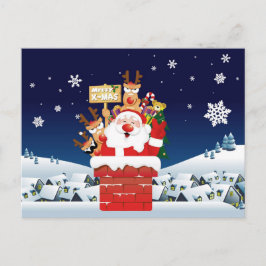 Santa Claus Reindeer Merry X-Mas Funny Briefkaart