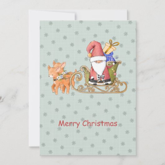 Santa Claus Reindeer Sleigh Aangepaste kerstkaart (Voorkant)